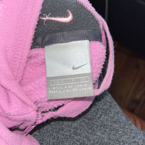 Vintage Y2K Nike Full Zip Fleece Pink Hoodie Sweatshirt Girls Small Silver Tag - Picture 5 of 5